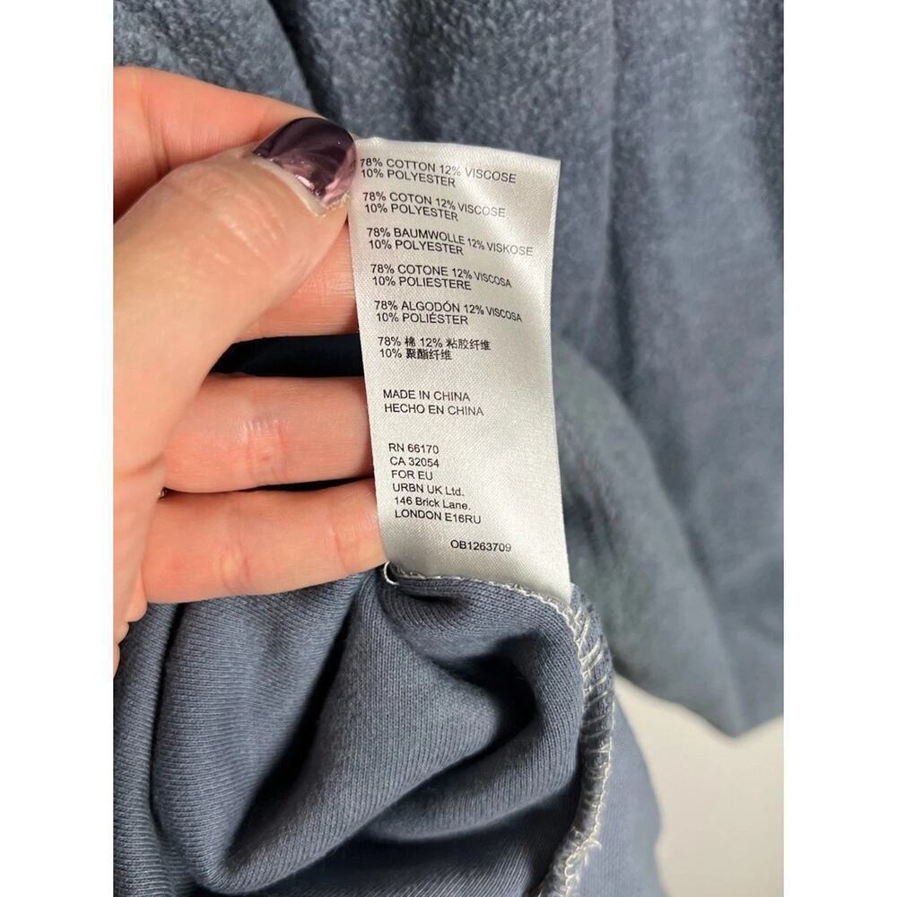 Free People Slate Blue Fleece Button-Up Shacket Size Medium Oversized Cozy Women - Picture 9 of 12